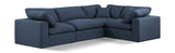 Comfy Navy Linen Textured Fabric Modular Sectional 187Navy-Sec4C Meridian Furniture