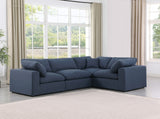 Comfy Navy Linen Textured Fabric Modular Sectional 187Navy-Sec4C Meridian Furniture