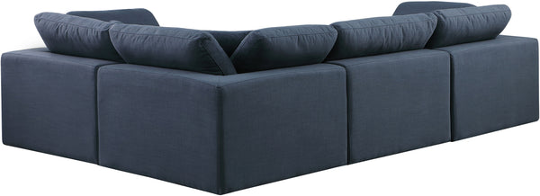 Comfy Navy Linen Textured Fabric Modular Sectional 187Navy-Sec4C Meridian Furniture