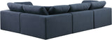 Comfy Navy Linen Textured Fabric Modular Sectional 187Navy-Sec4C Meridian Furniture