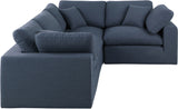 Comfy Navy Linen Textured Fabric Modular Sectional 187Navy-Sec4C Meridian Furniture