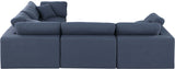 Comfy Navy Linen Textured Fabric Modular Sectional 187Navy-Sec4C Meridian Furniture