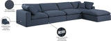 Comfy Navy Linen Textured Fabric Modular Sectional 187Navy-Sec5A Meridian Furniture