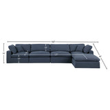 Comfy Navy Linen Textured Fabric Modular Sectional 187Navy-Sec5A Meridian Furniture