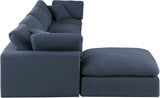 Comfy Navy Linen Textured Fabric Modular Sectional 187Navy-Sec5A Meridian Furniture