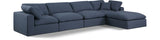 Comfy Navy Linen Textured Fabric Modular Sectional 187Navy-Sec5A Meridian Furniture