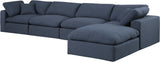 Comfy Navy Linen Textured Fabric Modular Sectional 187Navy-Sec5A Meridian Furniture