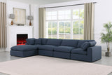 Comfy Navy Linen Textured Fabric Modular Sectional 187Navy-Sec5A Meridian Furniture