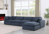 Comfy Navy Linen Textured Fabric Modular Sectional 187Navy-Sec5A Meridian Furniture