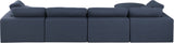 Comfy Navy Linen Textured Fabric Modular Sectional 187Navy-Sec5A Meridian Furniture