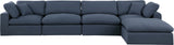 Comfy Navy Linen Textured Fabric Modular Sectional 187Navy-Sec5A Meridian Furniture