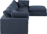 Comfy Navy Linen Textured Fabric Modular Sectional 187Navy-Sec5A Meridian Furniture