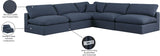 Comfy Navy Linen Textured Fabric Modular Sectional 187Navy-Sec5B Meridian Furniture