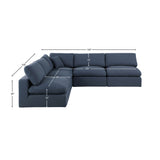 Comfy Navy Linen Textured Fabric Modular Sectional 187Navy-Sec5B Meridian Furniture