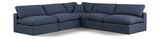 Comfy Navy Linen Textured Fabric Modular Sectional 187Navy-Sec5B Meridian Furniture