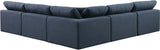 Comfy Navy Linen Textured Fabric Modular Sectional 187Navy-Sec5B Meridian Furniture