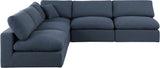 Comfy Navy Linen Textured Fabric Modular Sectional 187Navy-Sec5B Meridian Furniture