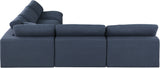 Comfy Navy Linen Textured Fabric Modular Sectional 187Navy-Sec5B Meridian Furniture