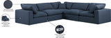 Comfy Navy Linen Textured Fabric Modular Sectional 187Navy-Sec5C Meridian Furniture