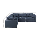 Comfy Navy Linen Textured Fabric Modular Sectional 187Navy-Sec5C Meridian Furniture