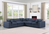 Comfy Navy Linen Textured Fabric Modular Sectional 187Navy-Sec5C Meridian Furniture