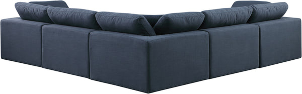 Comfy Navy Linen Textured Fabric Modular Sectional 187Navy-Sec5C Meridian Furniture