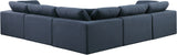 Comfy Navy Linen Textured Fabric Modular Sectional 187Navy-Sec5C Meridian Furniture