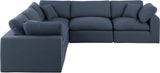 Comfy Navy Linen Textured Fabric Modular Sectional 187Navy-Sec5C Meridian Furniture