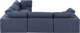 Comfy Navy Linen Textured Fabric Modular Sectional 187Navy-Sec5C Meridian Furniture