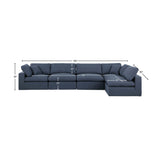 Comfy Navy Linen Textured Fabric Modular Sectional 187Navy-Sec5D Meridian Furniture