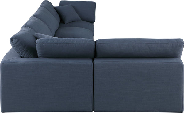 Comfy Navy Linen Textured Fabric Modular Sectional 187Navy-Sec5D Meridian Furniture