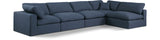 Comfy Navy Linen Textured Fabric Modular Sectional 187Navy-Sec5D Meridian Furniture