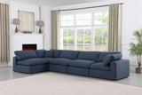 Comfy Navy Linen Textured Fabric Modular Sectional 187Navy-Sec5D Meridian Furniture