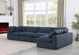 Comfy Navy Linen Textured Fabric Modular Sectional 187Navy-Sec5D Meridian Furniture