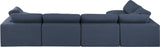 Comfy Navy Linen Textured Fabric Modular Sectional 187Navy-Sec5D Meridian Furniture