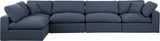 Comfy Navy Linen Textured Fabric Modular Sectional 187Navy-Sec5D Meridian Furniture