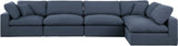 Comfy Navy Linen Textured Fabric Modular Sectional 187Navy-Sec5D Meridian Furniture