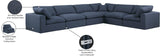 Comfy Navy Linen Textured Fabric Modular Sectional 187Navy-Sec6A Meridian Furniture