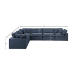 Comfy Navy Linen Textured Fabric Modular Sectional 187Navy-Sec6A Meridian Furniture