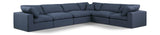 Comfy Navy Linen Textured Fabric Modular Sectional 187Navy-Sec6A Meridian Furniture