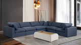 Comfy Navy Linen Textured Fabric Modular Sectional 187Navy-Sec6A Meridian Furniture