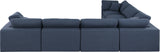 Comfy Navy Linen Textured Fabric Modular Sectional 187Navy-Sec6A Meridian Furniture