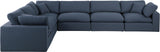 Comfy Navy Linen Textured Fabric Modular Sectional 187Navy-Sec6A Meridian Furniture