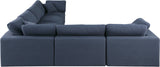 Comfy Navy Linen Textured Fabric Modular Sectional 187Navy-Sec6A Meridian Furniture