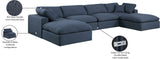 Comfy Navy Linen Textured Fabric Modular Sectional 187Navy-Sec6B Meridian Furniture