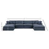 Comfy Navy Linen Textured Fabric Modular Sectional 187Navy-Sec6B Meridian Furniture