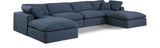 Comfy Navy Linen Textured Fabric Modular Sectional 187Navy-Sec6B Meridian Furniture