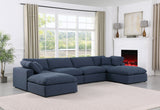 Comfy Navy Linen Textured Fabric Modular Sectional 187Navy-Sec6B Meridian Furniture