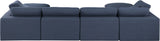 Comfy Navy Linen Textured Fabric Modular Sectional 187Navy-Sec6B Meridian Furniture