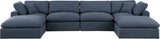 Comfy Navy Linen Textured Fabric Modular Sectional 187Navy-Sec6B Meridian Furniture